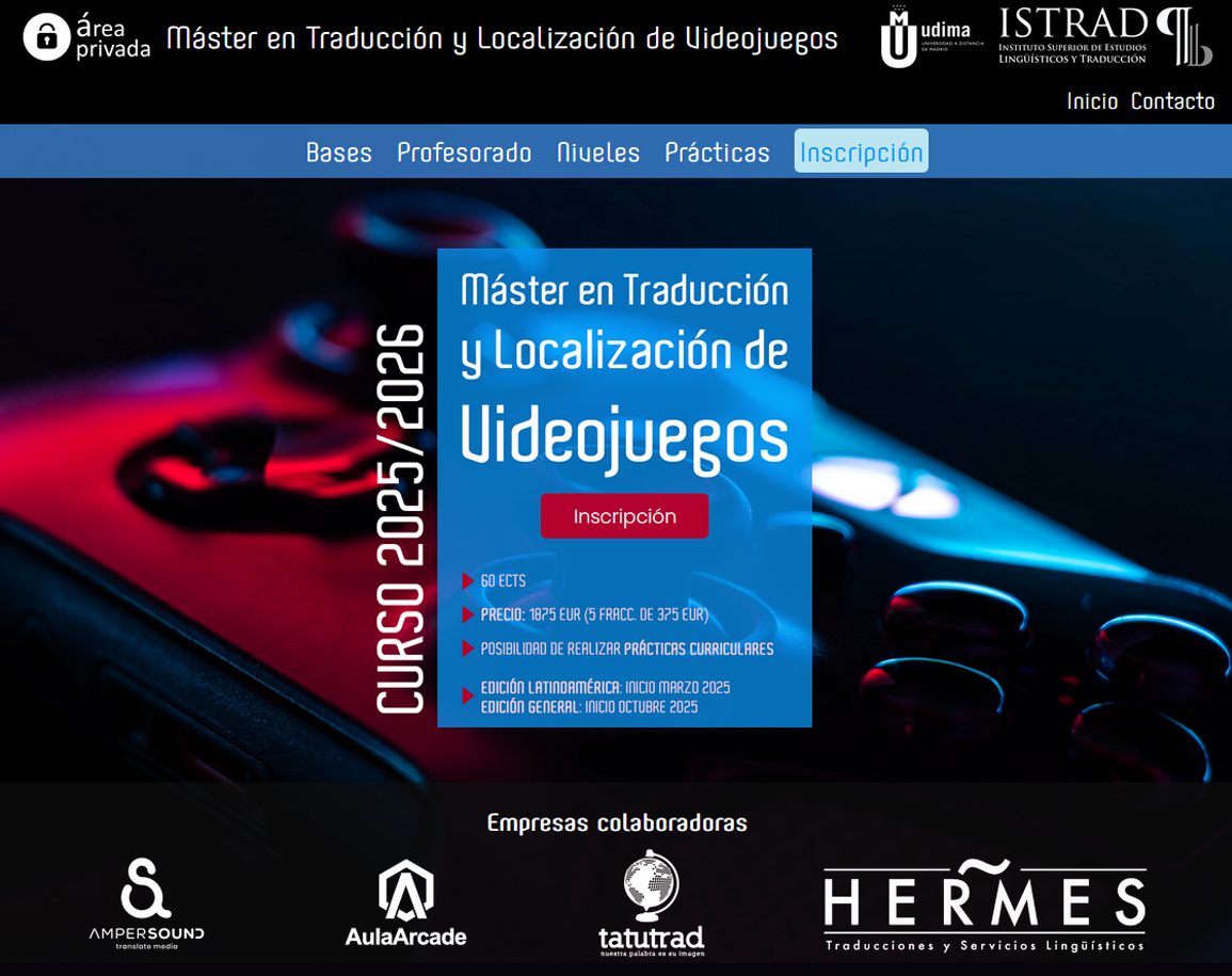 Máster en Traducción y Localización de Videojuegos